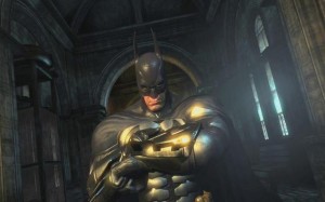Batman using the Wayne Tech device